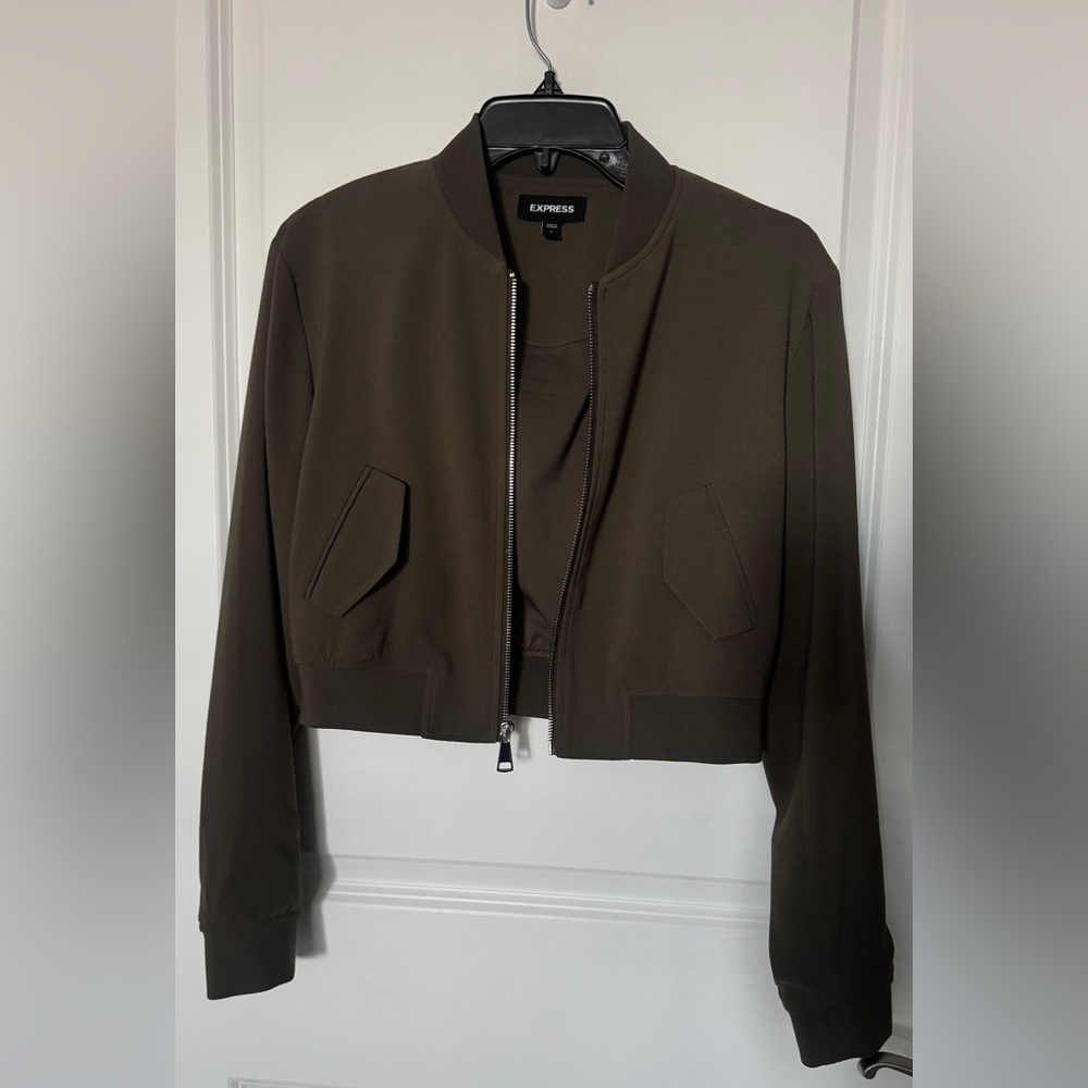 Express Olive Bomber Jacket - image 3